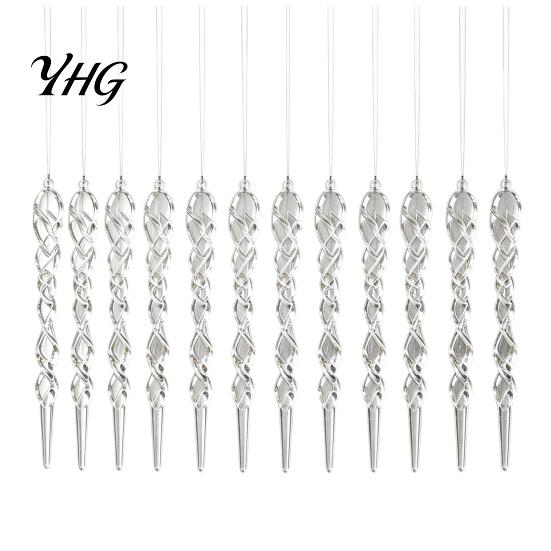 Elegant Christmas Home Decorations 12Pcs Colorful Spiral Icicle Ornaments, Acrylic Twisted Ice Bar Hanging Decor Durable Transparent Crafts for Tree,