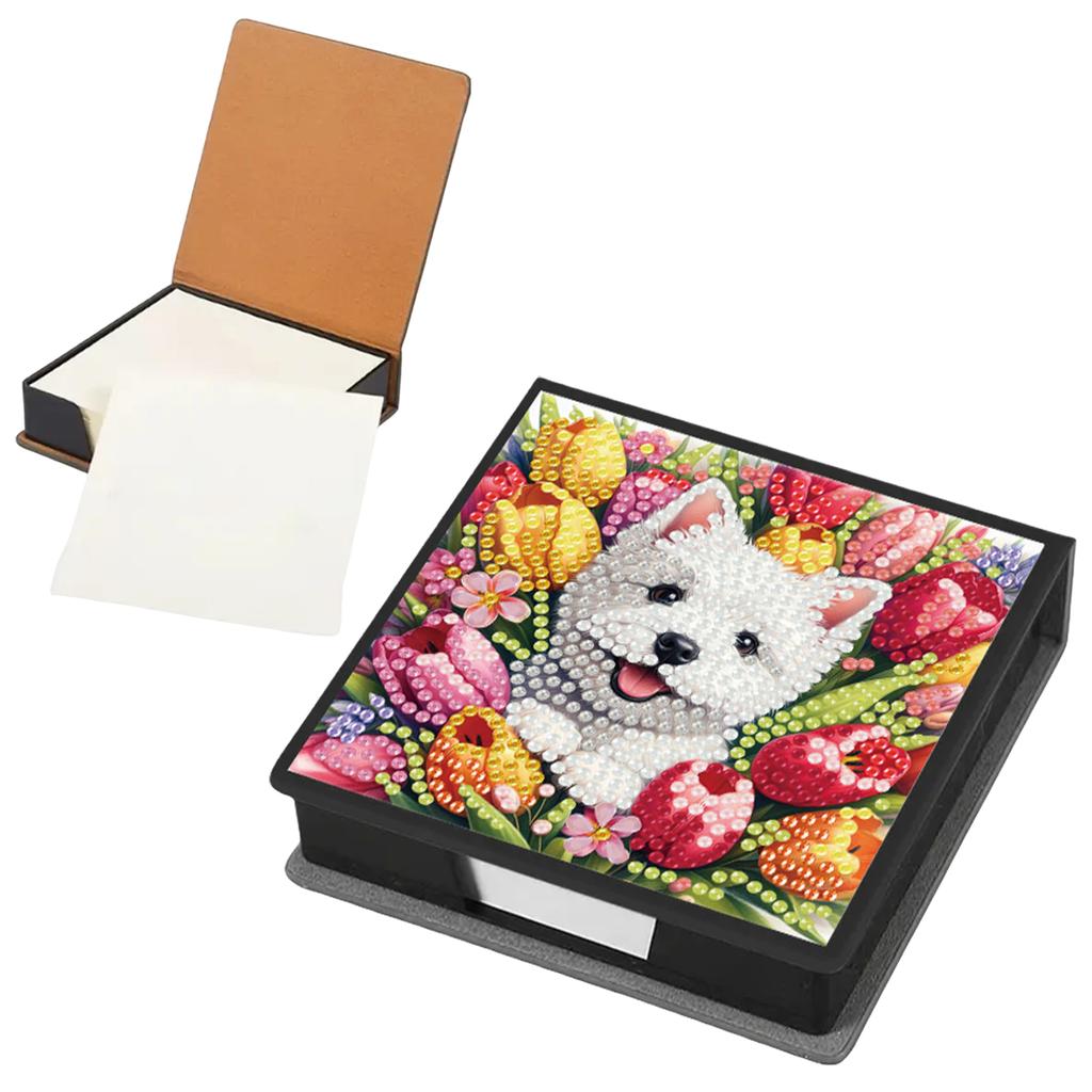 PU DIY Crystal Art Sticky Notes Holder with 160 Sheets Crystal Art Note Box for Home Office and School Supplies