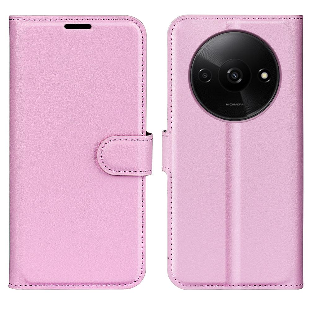 For Xiaomi Redmi A3 4G/Poco C61 4G Case Litchi Texture PU Leather Folding Stand Phone Cover