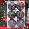 2 Boxes Christmas Tree Decorations Tartan Pattern Plastic Hanging Ball Festival Home Holiday Party Decorative Accent