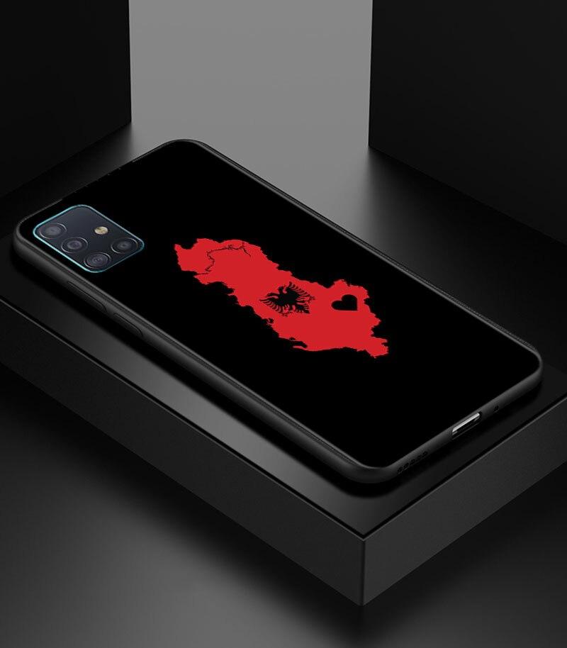 Albania Flag Bear Skeleton Phone Case for Samsung Galaxy A51 A71 A21S A12 A11 A31 A52 A41 A32 5G A72 A02S Silicon Back Cover