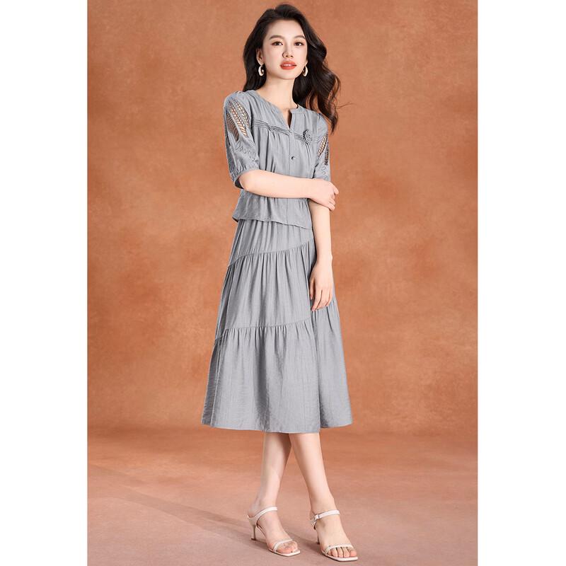

Elegant French Hollow Out A-line Midi Dress 3XL
