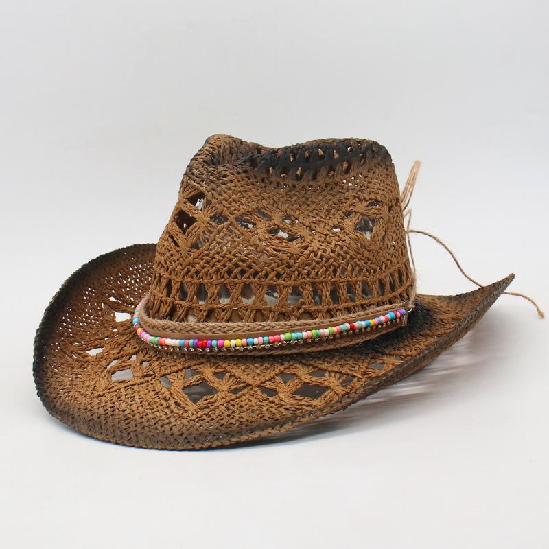 Travel Shade Casual Versatile Beach Spring And Summer Retro Colored Stone Denim Straw Hat Men'S And Women'S Hats
