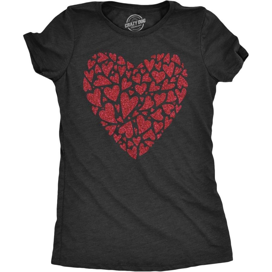 Womens Glitter Heart T Shirt Funny Awesome Valentines Day Hearts Lovers Tee for Ladies XXXXXL разноцветный
