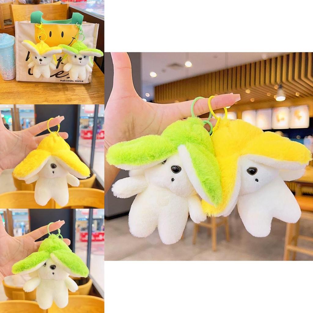 Cute Plush Dog Keychain Adorable Banana Dog Cartoon Backpack Pendant Gift In Green And Yellow