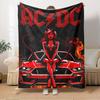 1pc Devil,Car,AC/DC Printed Flannel Blanket, Super Soft Plush Bed Cover, Four Seasons Quilt for Sofa, Bed, Office,21