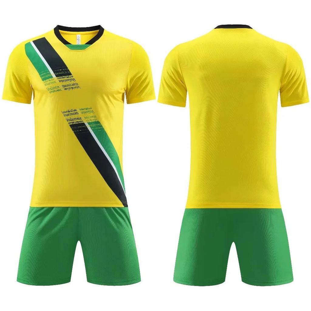 2025 children's football jersey set, men's game jersey summer training printed double-sided pockets, short-sleeved football jersey