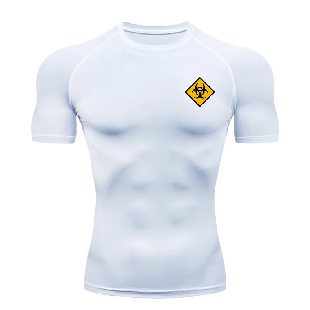Men's Printed Short-sleeved T-shirt Quick-drying Sports Compression Shirt Bottoming Fitness Running Breathable Top Summer S-3XL