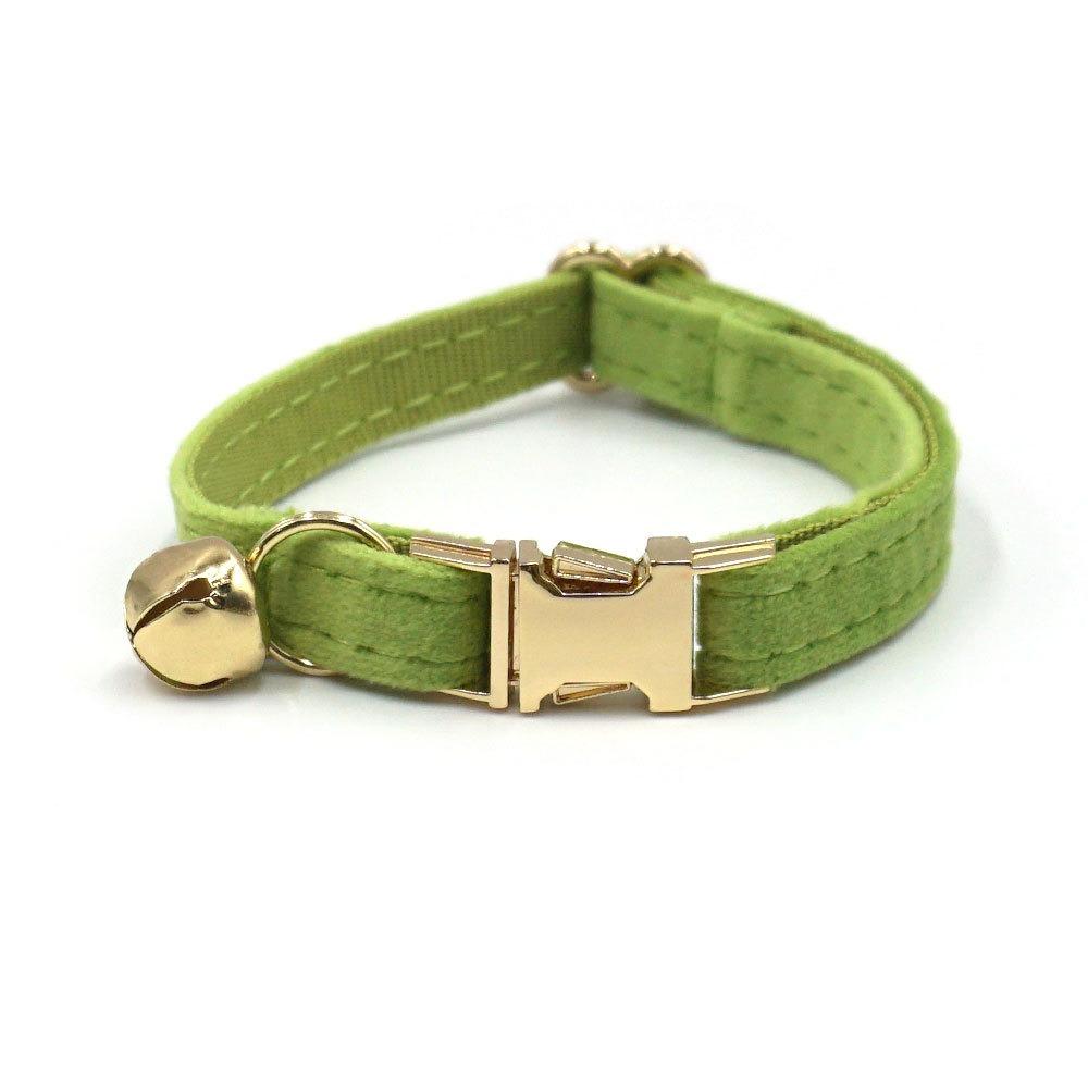 Portable Velvet Cat Collar Cute Adjustable Kitten Collars Necklace Light Gold Buckle with Bell Cat Pet Accessories