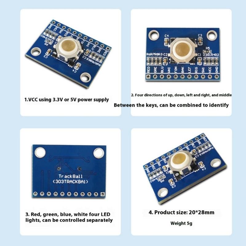 Trackball Hall Effect Sensory 360 Degree Trackball Multifunction Module Trackball Module for Microcontroller Integration