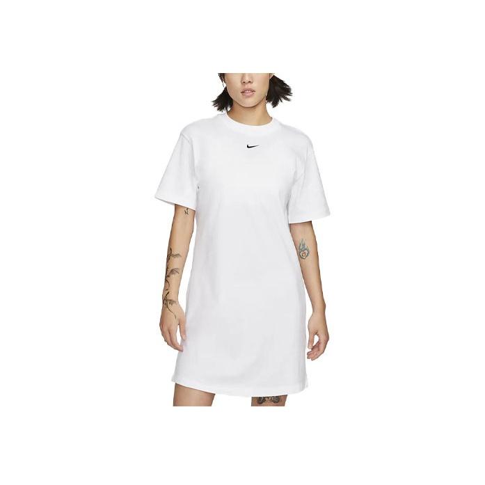 New Nike Sportswear Essentials Series Short Sleeved Dresses Women's White DV7883-100
