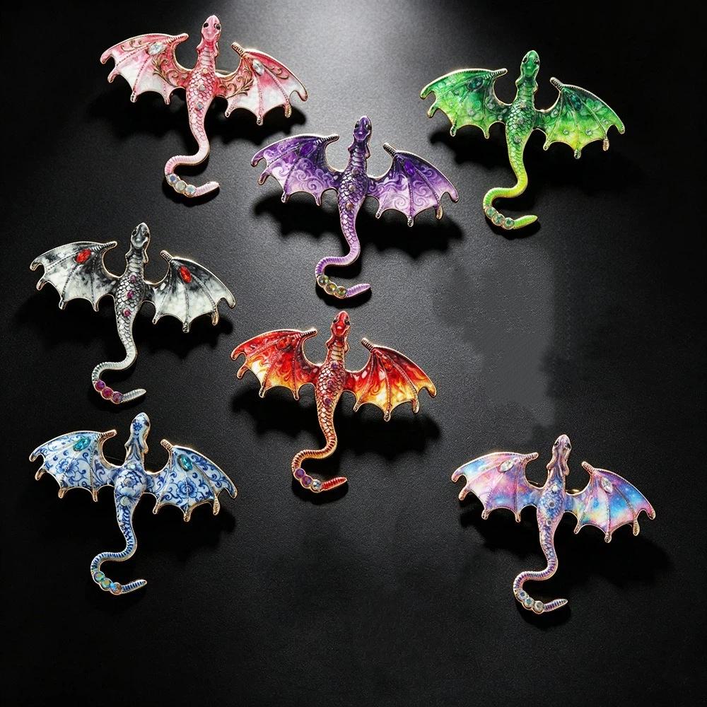 Fantasy Dragon Enamel Flying Dragon Brooch Colorful Rhinestone Animal Dragon Brooch Jewelry Gift
