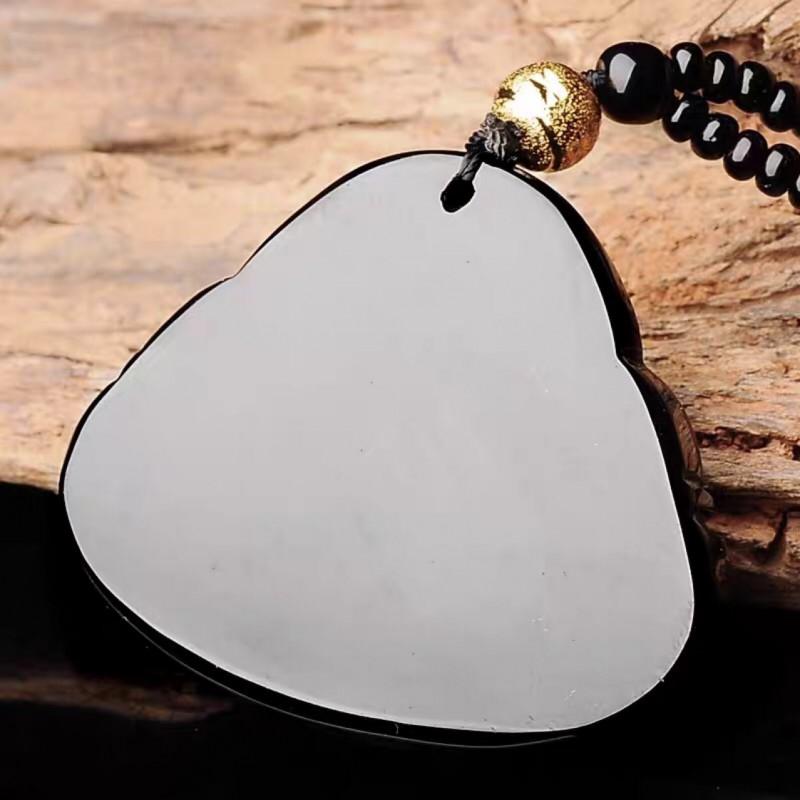 Obsidian Laughing Buddha Pendant Belly Maitreya Charm Classic Statue Jewelry