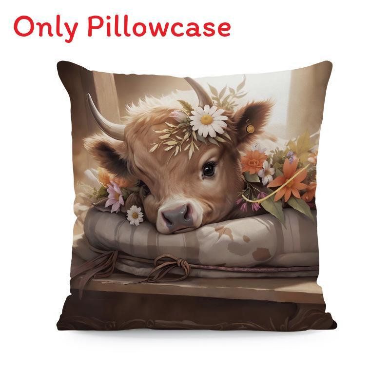 Animal Print Cushion Cover Soft Plush Cartoon Decor For Living Room Sofa