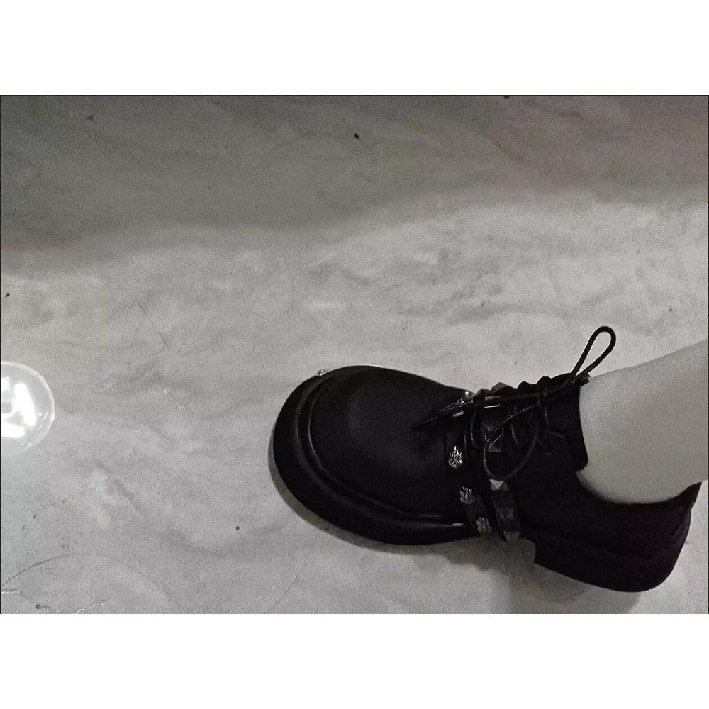 Cowhide Niche Personality Design Thick-soled Big-head Men and Women Same British Style Small Leather Japanese Retro Derby Shoes