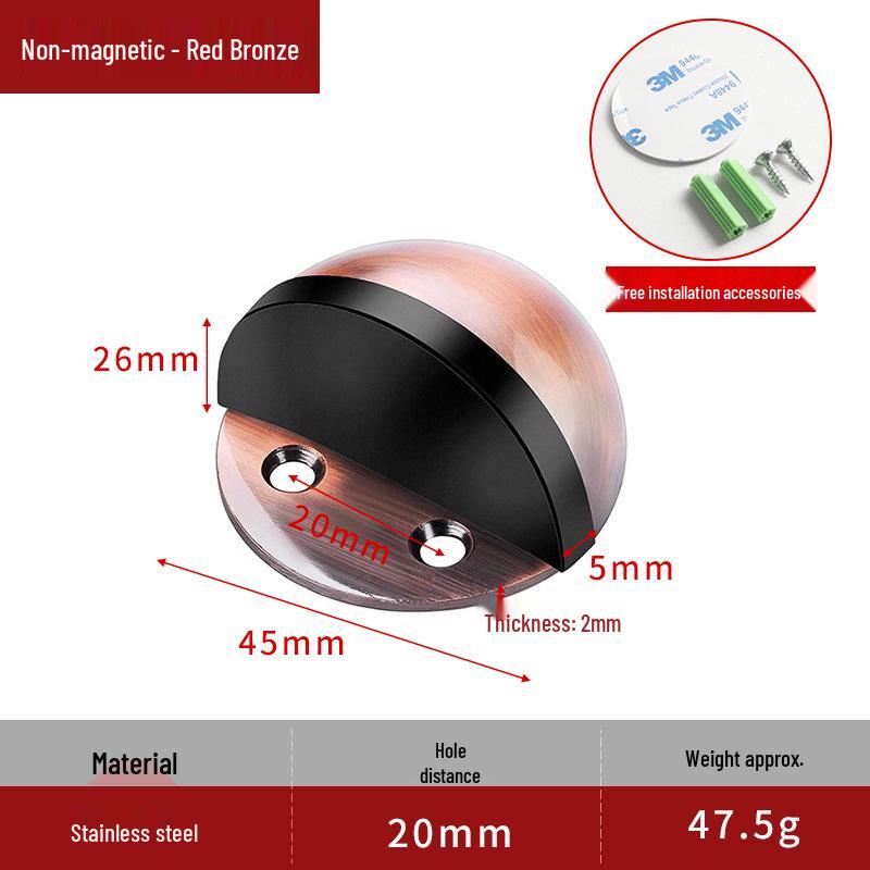 No-Drill Anti-Collision Rubber Door Stopper for Glass Doors - Hole-Free, Anti-Theft, Turtle Top Design