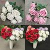Silk Rose Realistic Bouquet 9 Stems Wedding Photography Props Decoration Home