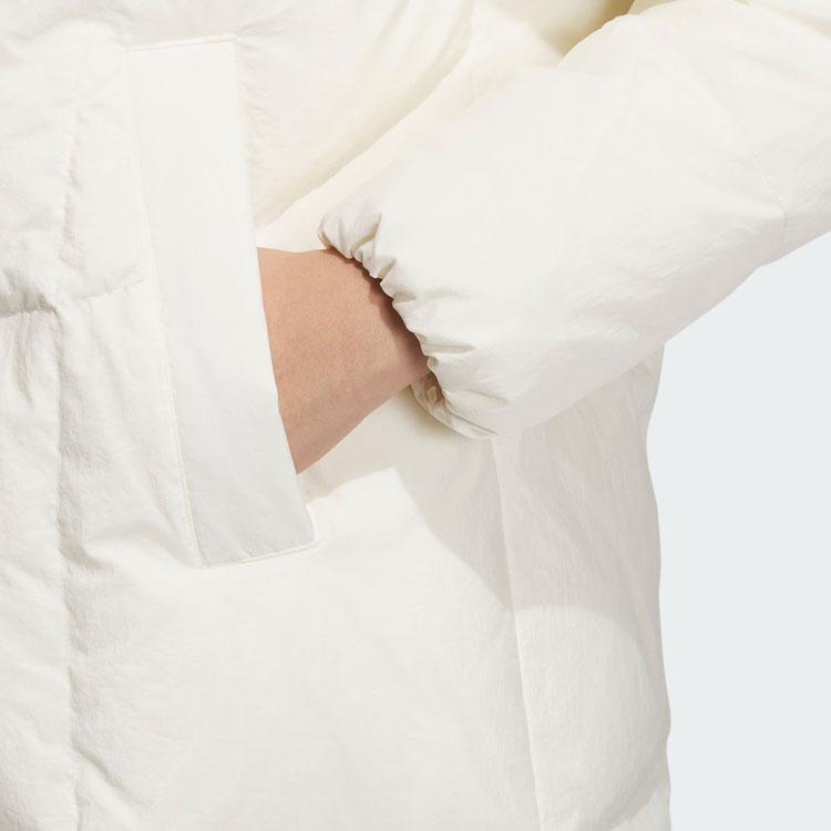 Adidas Down Jacket Three Stripes Hooded Puffer Coat Women Jackets Off-White IK2384