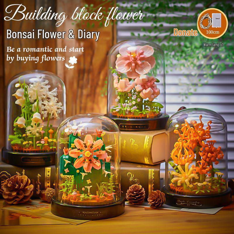 Belledi Eternal Flower Building Blocks: Handmade Educational Toy Bouquet for Valentine's Day Gift