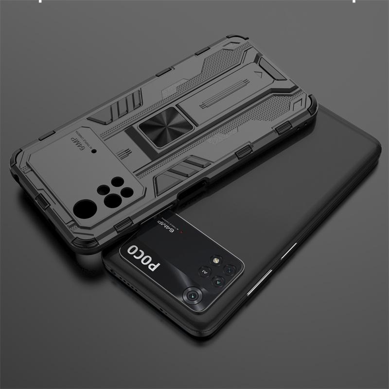 Pro Xiaomi Poco M4 Pro 4G Pouzdro Magnetický Stojan do Auta Pancéřové Pouzdro Pro Poko Poxo Little M 4 Pro M4Pro 4Pro Kryt Chránící Fotoaparát