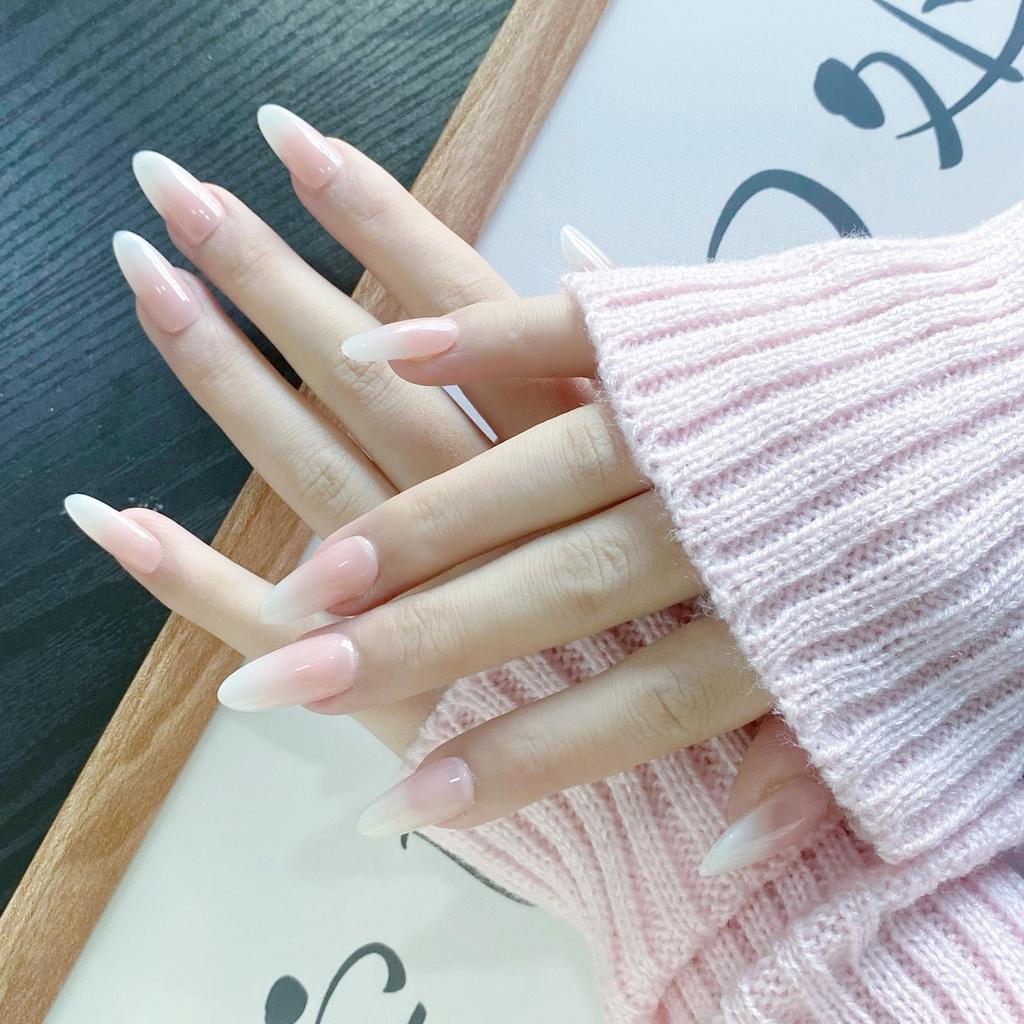 Artificial Nail Naked Pink Gradient Manicure Wearable Nails Reusable And Removable