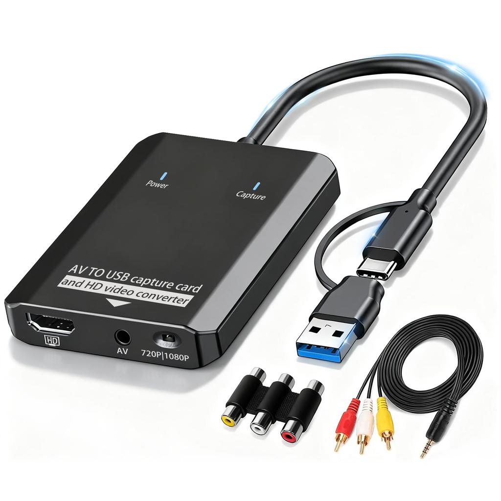 VHS To Digital Converter RCA To HDMI USB Video Capture Card Digital Adapter for Analog Devices Electronic Device for Preserving Old Memories On a