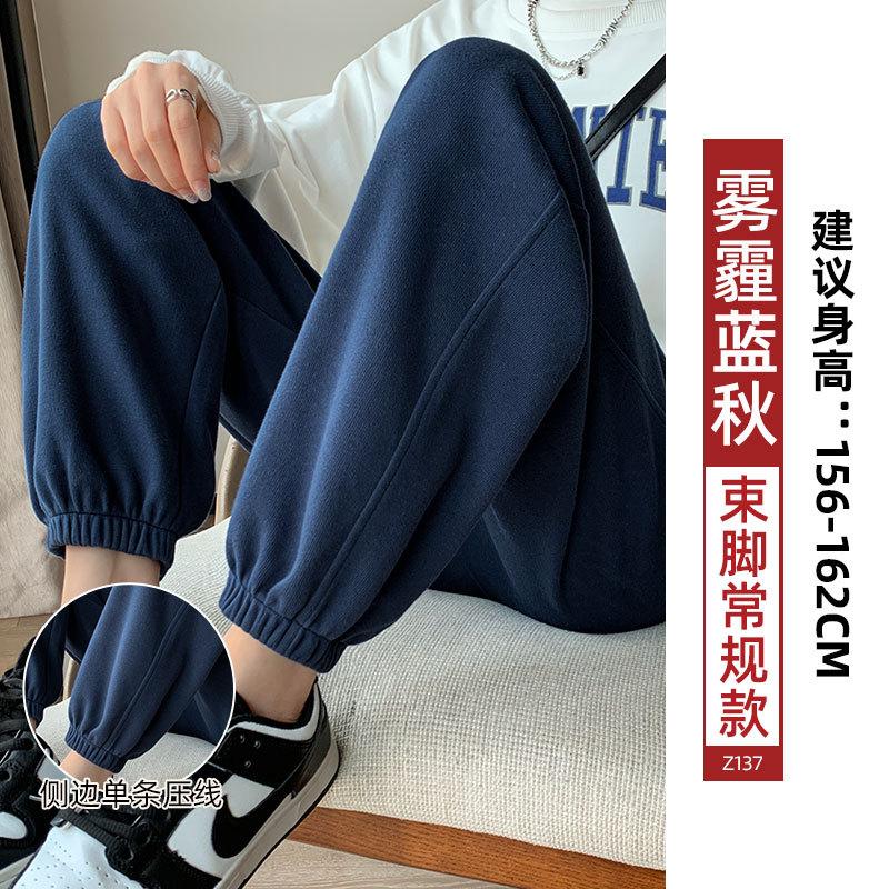 Sweatpants Women's Spring and Autumn New Drape Loose Women's Straight Sweatpants Casual Small Dark Gray Wide-leg Pants