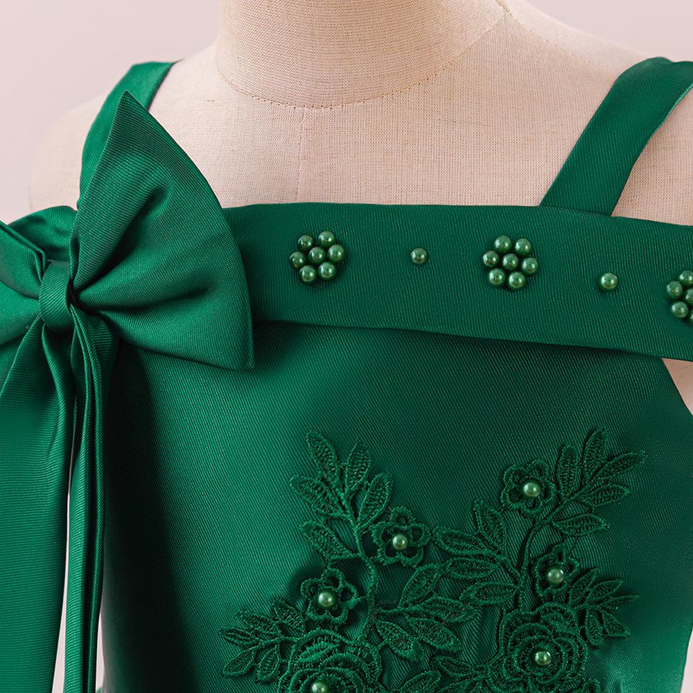 4-14 Years Christmas Flower Girl Princess Dress For Weddings Summer Kid Formal Bow Long Gown For School Evening Party Children Dresses