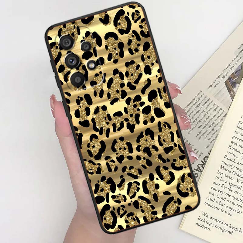 Luxurious leopard print pattern For Samsung A41 A35 A34 A33 A32 A25 A24 A23 A21s A06 A05 A04 A03 Note 10 20 Ultra 5G Black Case