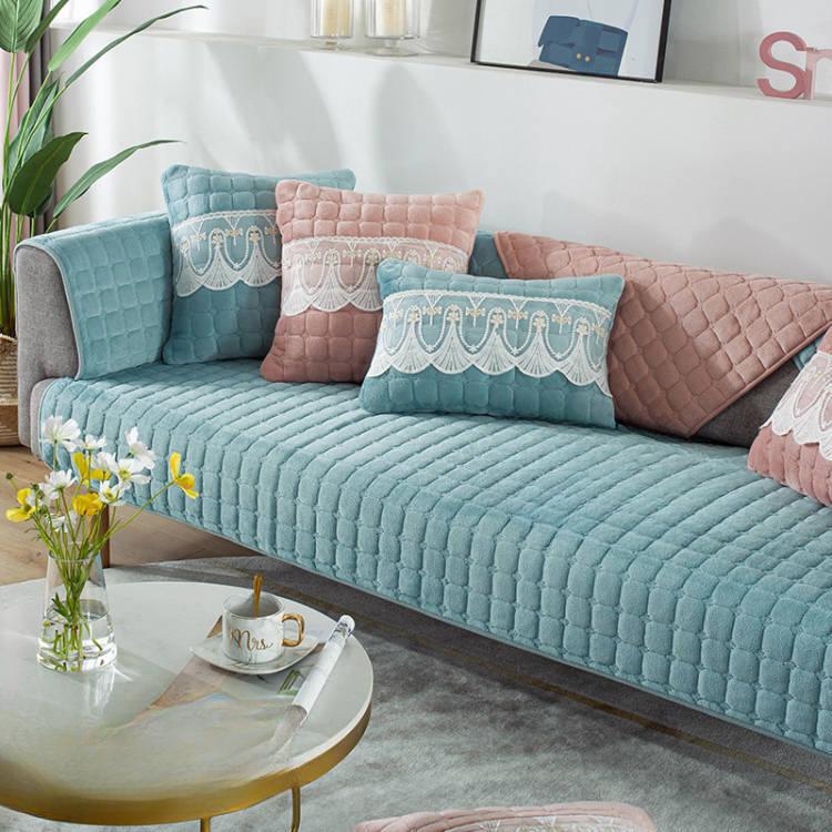 Ins Nordic Plush Sofa Cushion Autumn and Winter Non-Slip Simple Modern Sofa Cover Thickened Sofa Towel Covers Universal