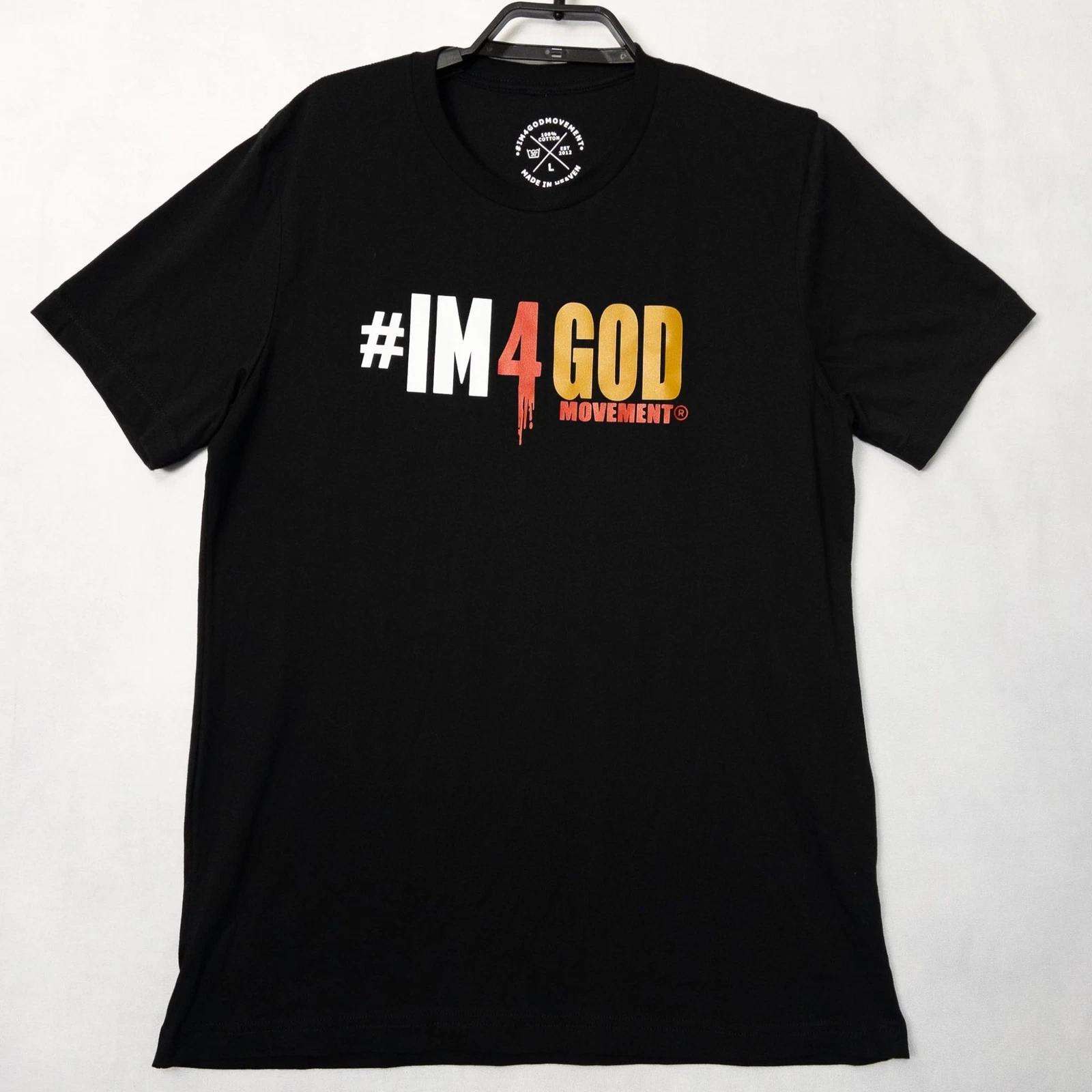 I m 4 God Movement T Shirt Mens Large Black Jesus Graphic Tee Short Sleeve S