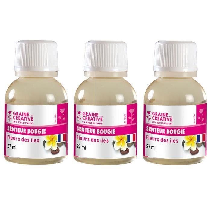Parfum à bougie - GRACRE - fleurs des îles - 3 pots de 27 ml - Fabriqué en France - Arôme délicat