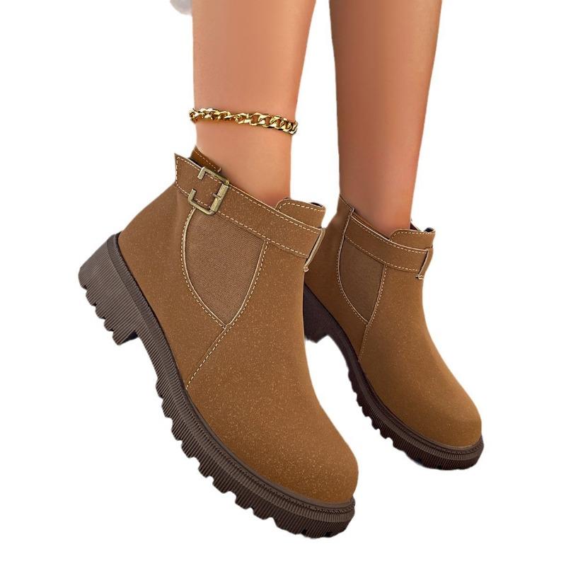 Large size fashion new leopard print short tube suede middle heel elastic mouth women's fashion Martin boots