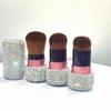 Rhinestone Retractable Makeup Brush: Soft Bristle Blush & Powder Touch-Up Tool with Lid
