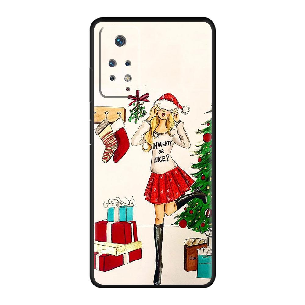 

Phone For Redmi Case Note 11 10 9 8 7 8T 9T 9S Pro 9C 9A 10C K40 K40S K50 K50i Ultra Silicone Soft Back Christmas Tree Girl Gift Redmi Note 11Pro