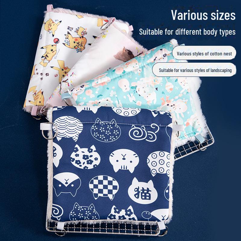 Parrot Warm Tiger Skin Hammock: Thickened Velvet Cotton Nest & Bird Toy for Winter