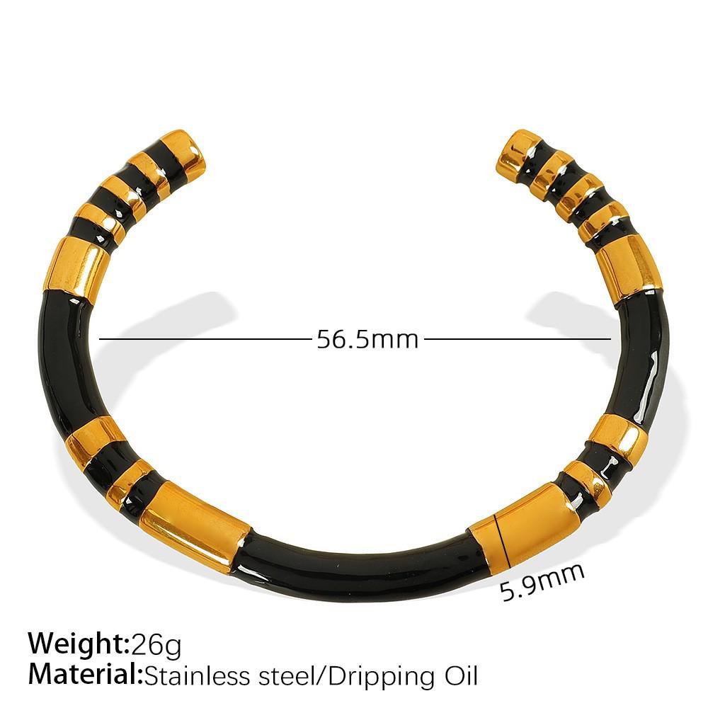

Ретро Бамбуковая Эмаль Нержавеющая Сталь Открытый Браслет - Женские Европейские и Американские Роскошные Ювелирные Изделия