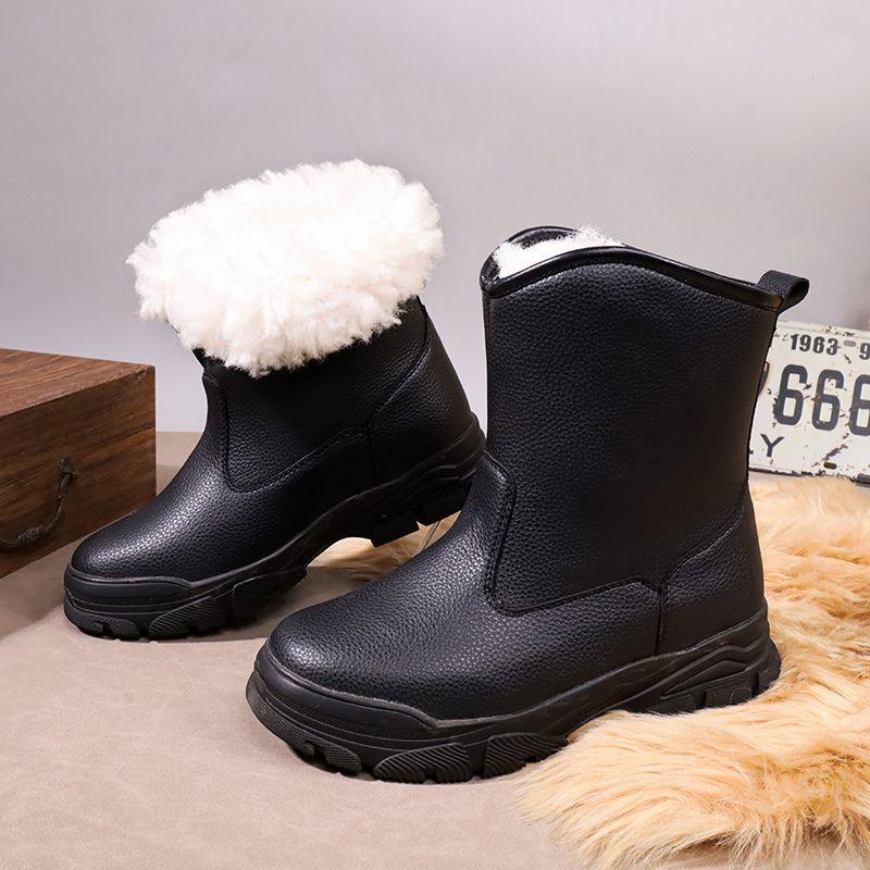 Men's Extra Thick Warm Wool Winter Boots - Waterproof Snow Cotton Footwear