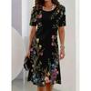 Casual Women'S Dress, Floral Print, Vintage Style, Easy Style, Outdoor Women'S Round Neck Short Sleeve Dress, Vacation Home Dress