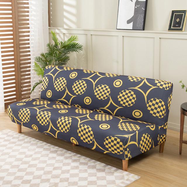 Black Geometric Folding Sofa Bed Case Living Sofa Cases Elastic Spandex Stretchdouble Seat Case Slipcovers For Living Room Area Geometric Print