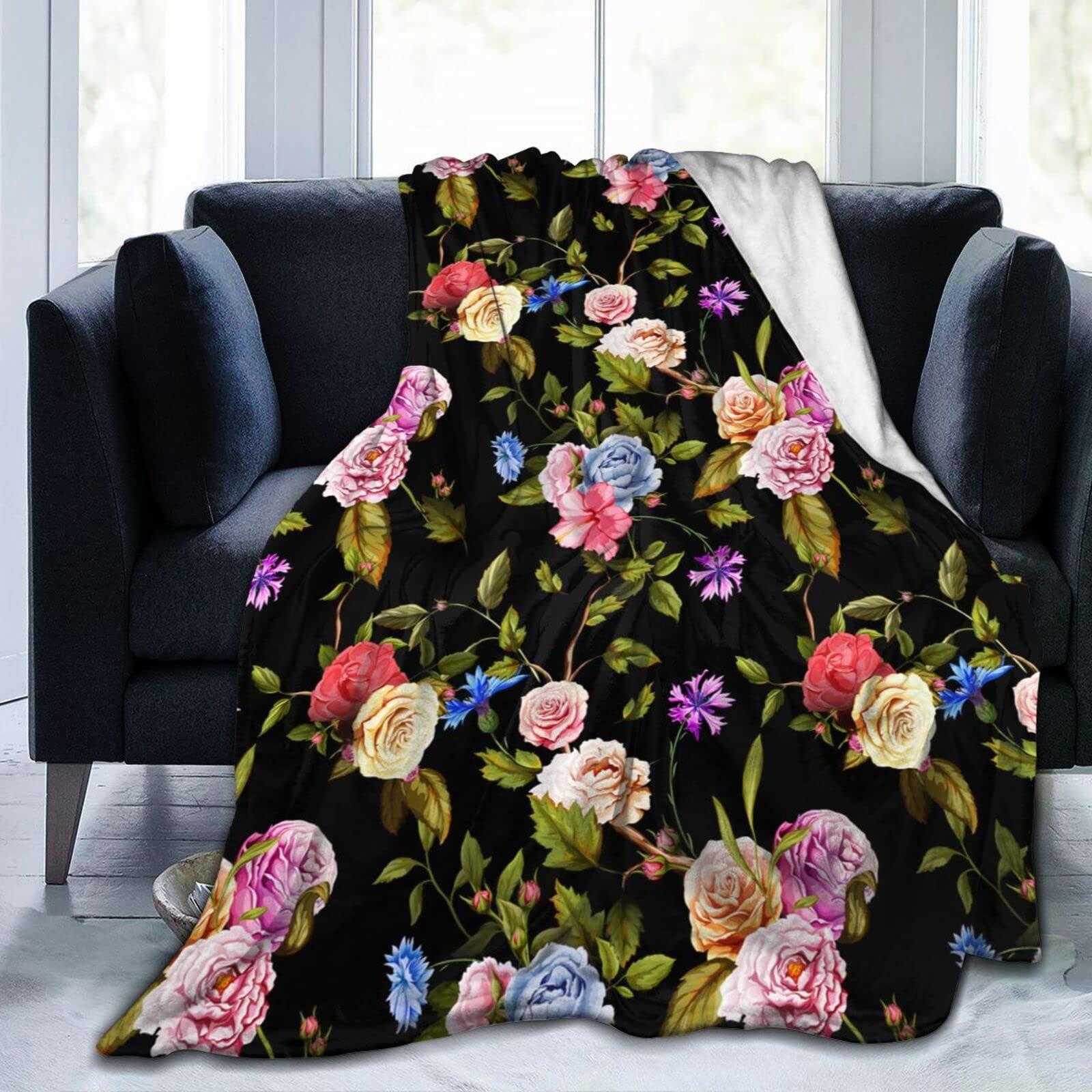 

Colored roses Printed Blanket for Sofa Bed Travel Camping Living Room Office Conditioning Blanket for All Seasons Gifts 75x90cm