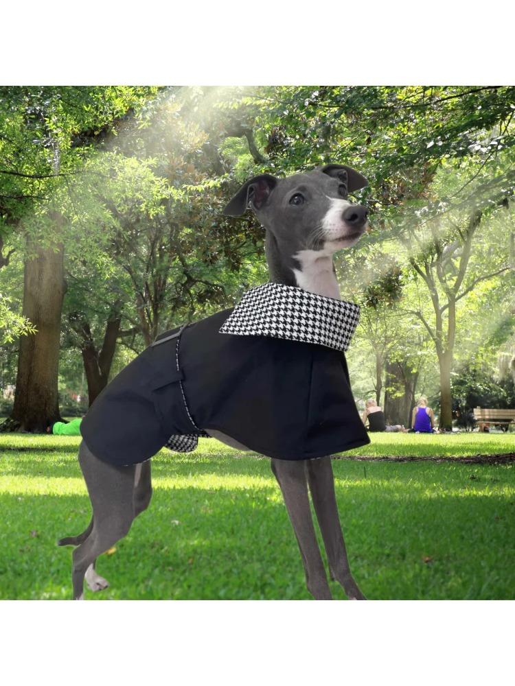 Wiatroodporny Sweter dla Psa, Ciepły Sweter z Golfem dla Dużych Ras Greyhound Whippet, Strój dla Dużego Psa Wiatrówka 5XL Wzór w Kratkę