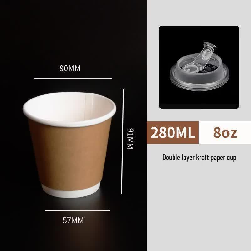 OEING Disposable Double-Layer Heat-Insulated Kraft Coffee Cups