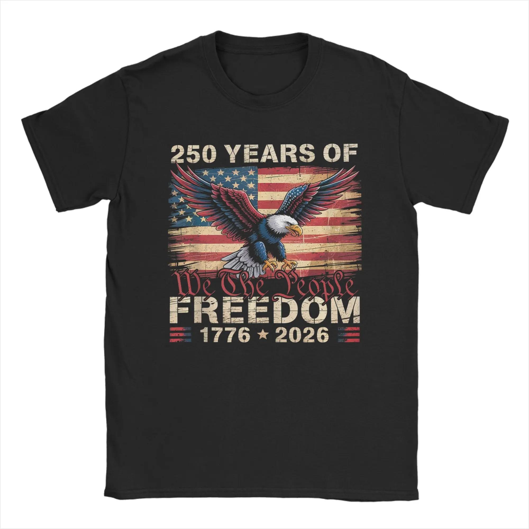 

250 Years of Freedom Eagle American Flag Graphic Tee 1776 2026 Men s Short Sleeve T-Shirt - Men s Summer Cotton Graphic Tee 5XL різнокольоровий