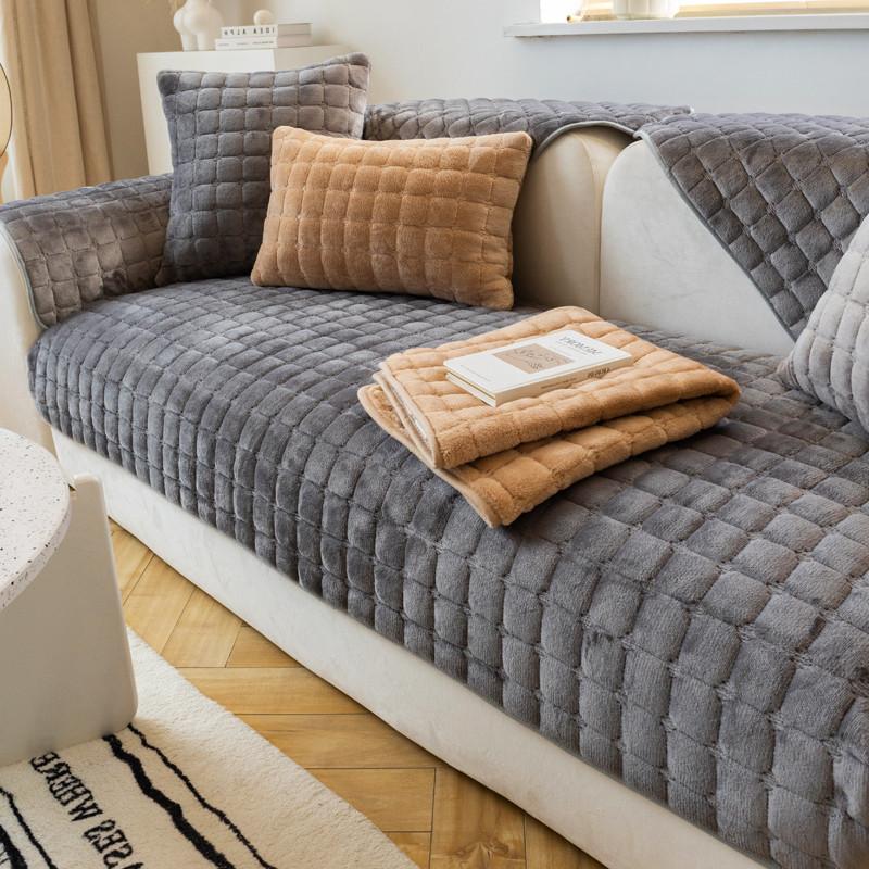 Falai Velvet Sofa Cushion Winter Thickened Non-slip Sofa Cover All-inclusive Cushion Cover Simple Modern Backrest Cover Winter