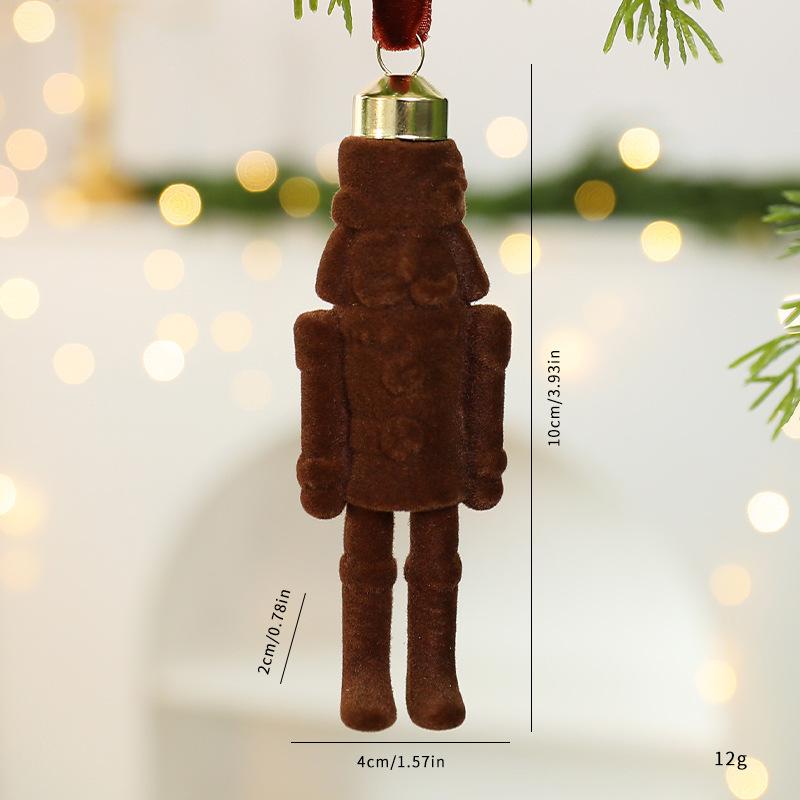 1/4Pcs Flocked Nutcracker Hanging Charm - Vintage Christmas Tree Pendant, Soft Retro Ornament for Holiday Home Decor