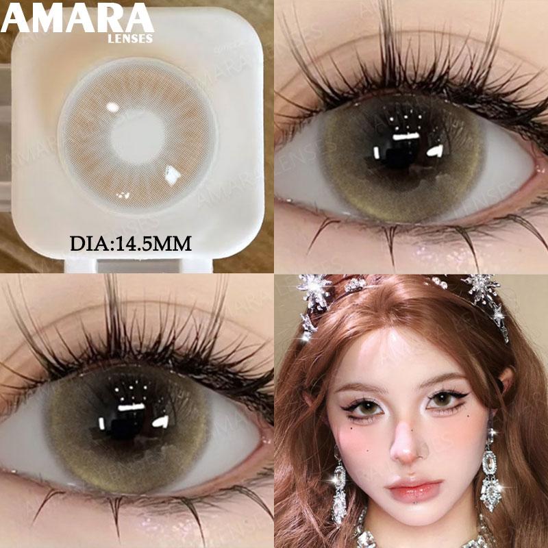 AMARA Schwarzfarbene Kontaktlinsen für Augen Braun Große Farbkontaktlinse Graue Kontaktlinse Natürlich gefärbte Pupillen softlenses Jährlich