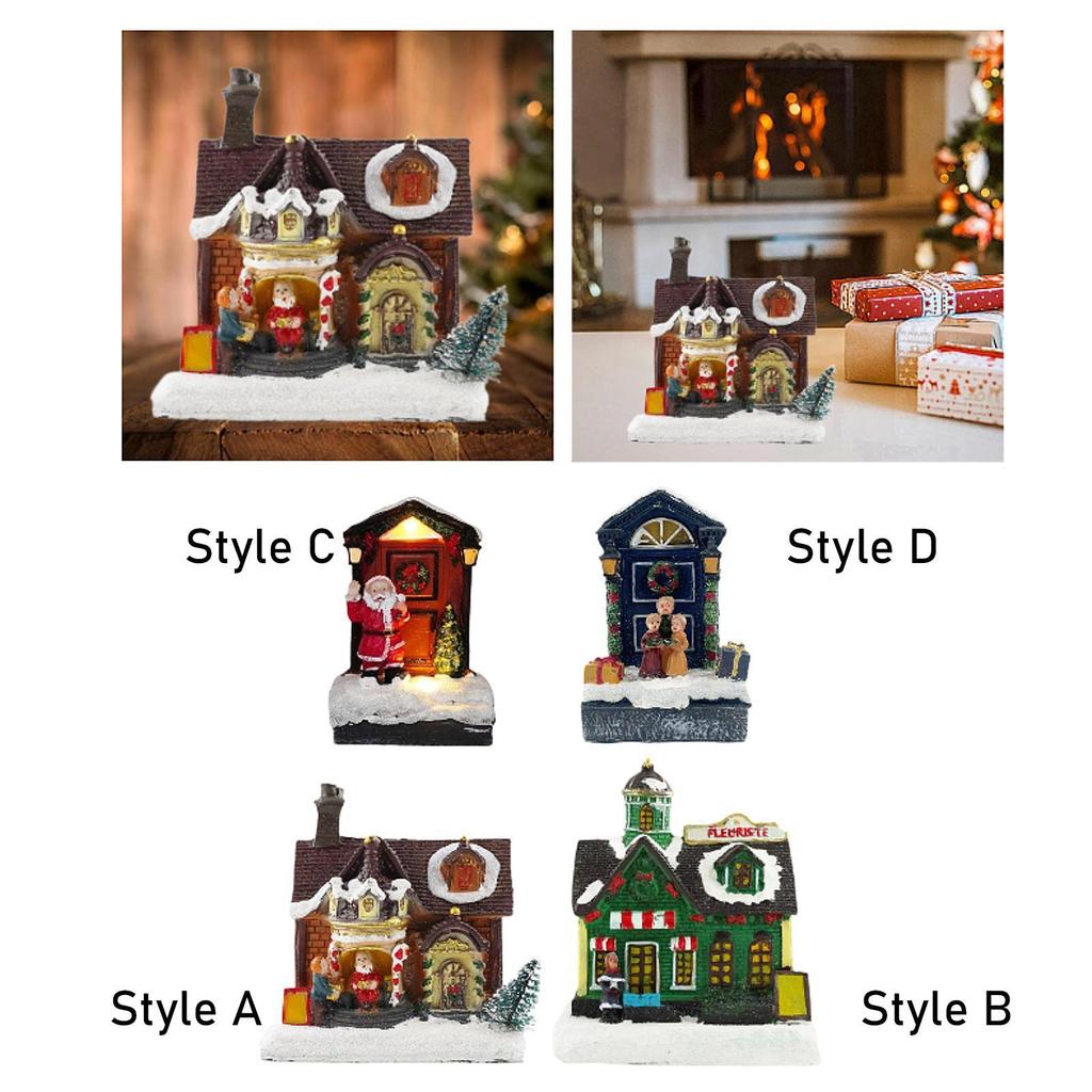 Lighted up Village House Xmas Ornament for Cabinet Livingroom Home