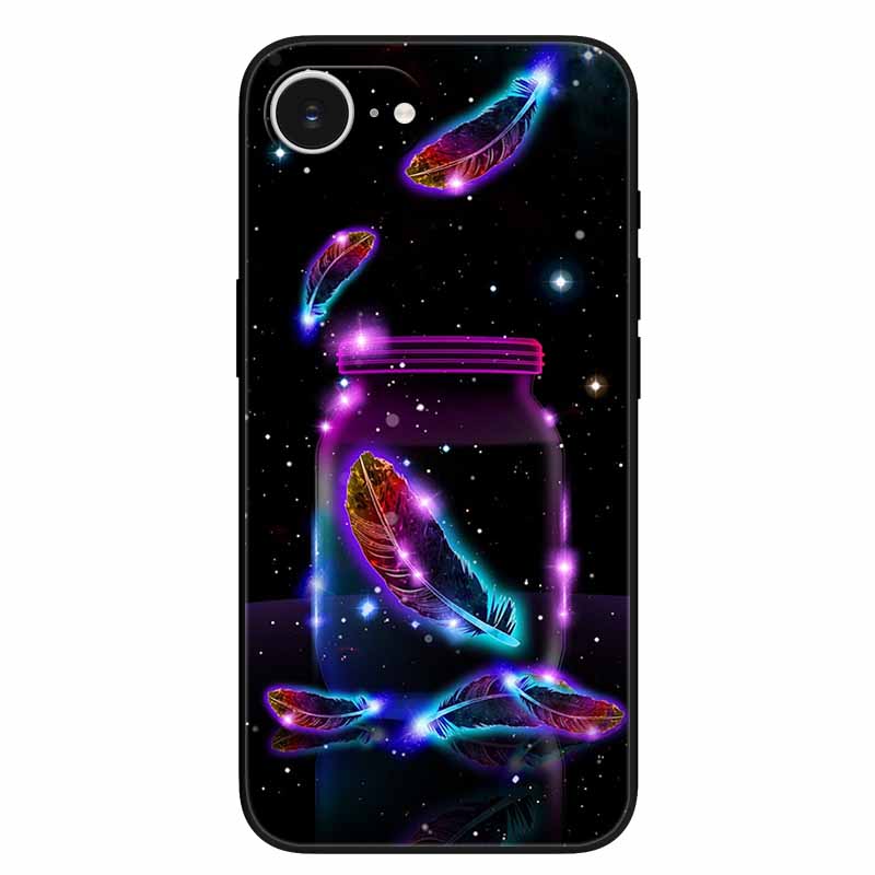 Schwarze Handyhülle Cover für Apple iPhone 16e Hüllen Gedruckte TPU Weiche Stoßfängerhülle für iPhone16e 16e 2025 Schutz Silikonhüllen