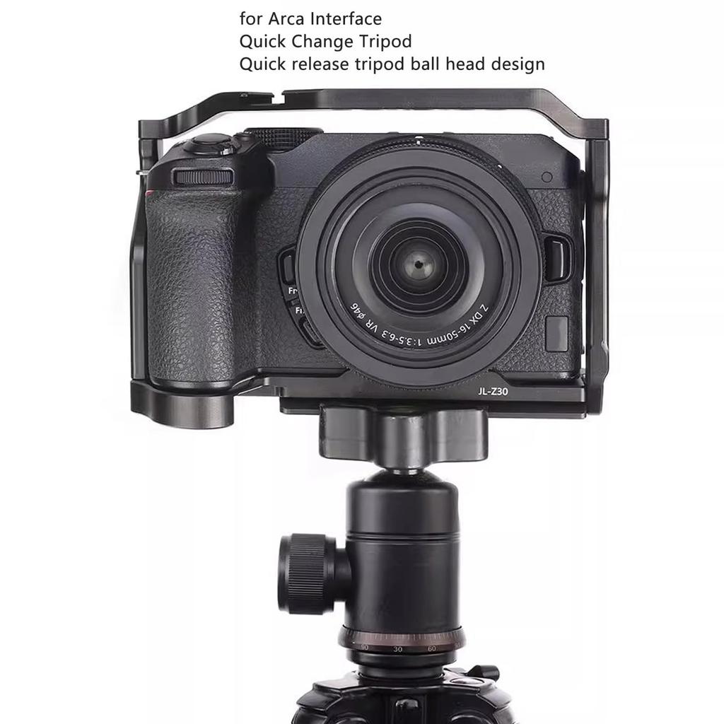 Asixxsix Z30 Camera Cage Aluminum Alloy Video Rig with Arca Port 1/4 3/8 Mounting Holes Hollow Design for Nikon Vlog Filmmaking